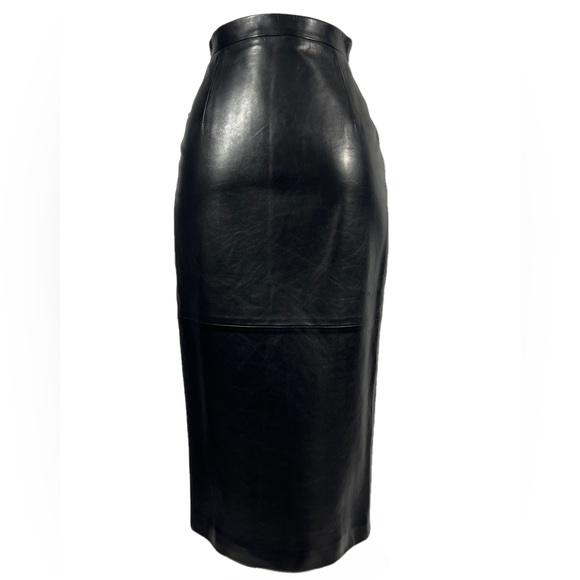 Givenchy Black Leather Midi Skirt - Size 4- Luxury Designer - Picture 6 of 12